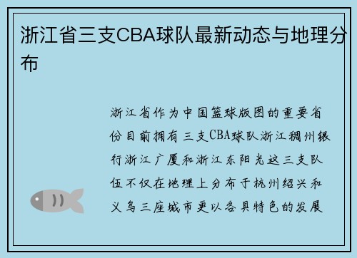 浙江省三支CBA球队最新动态与地理分布